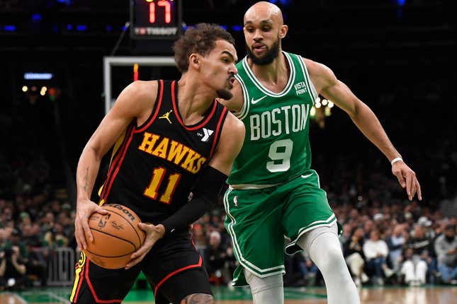 business new tamfitronics     Atlanta Hawks guard Trae Younger (11) controls the ball while Boston Celtics guard Derrick White (9) defends at some stage in the first half of at TD Garden.