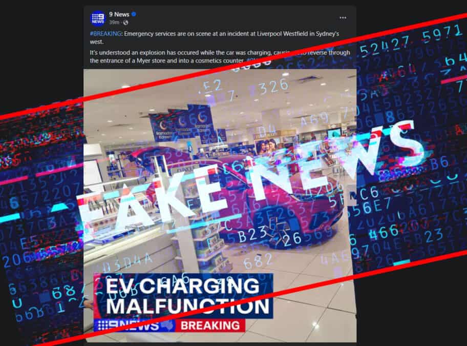 FAKE NEWS: A BYD did NOT explode in a Sydney Westfield at the original time as reported by 9 News