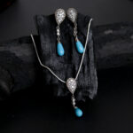 turquoise diamond pendant set
