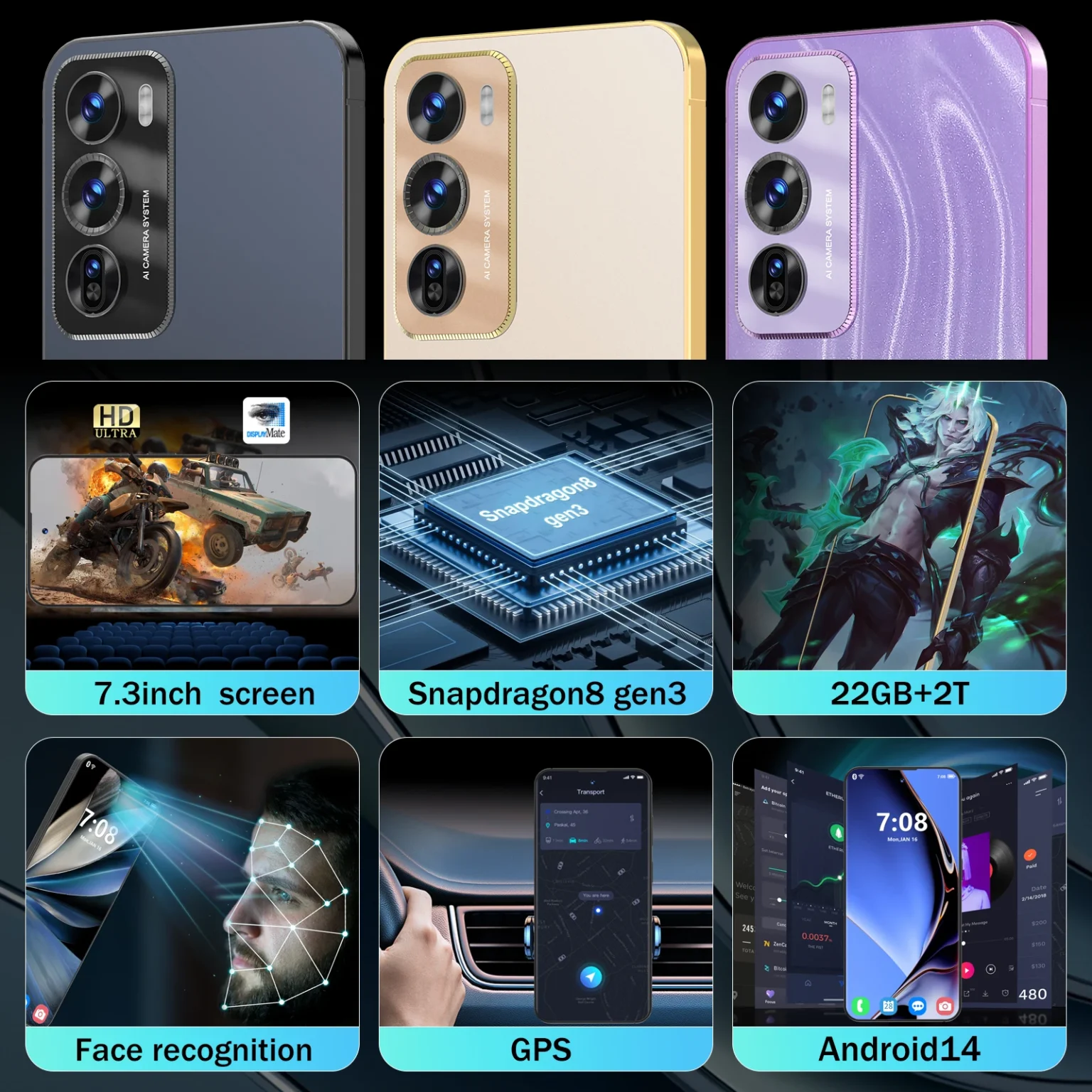 Kf S1df163f463c2472bbc9b31cadfd6fba4h 2024 Android Smartphone 7 3 Inch Hd S26 Ultra 22gb 2tb 8800mah Celulares 4g 5g Wifi