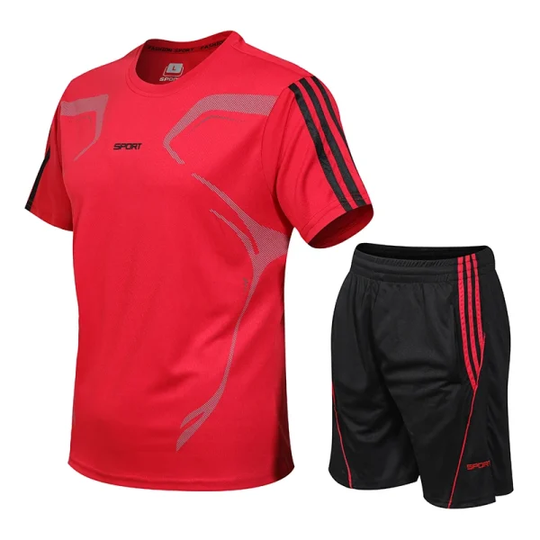 Kf S282f3bd012484c4a83c3e9f3527f7c02l Summer New Men S And Women S Short Sleeve Shorts Two Piece Running Fitness Outdoor Sports