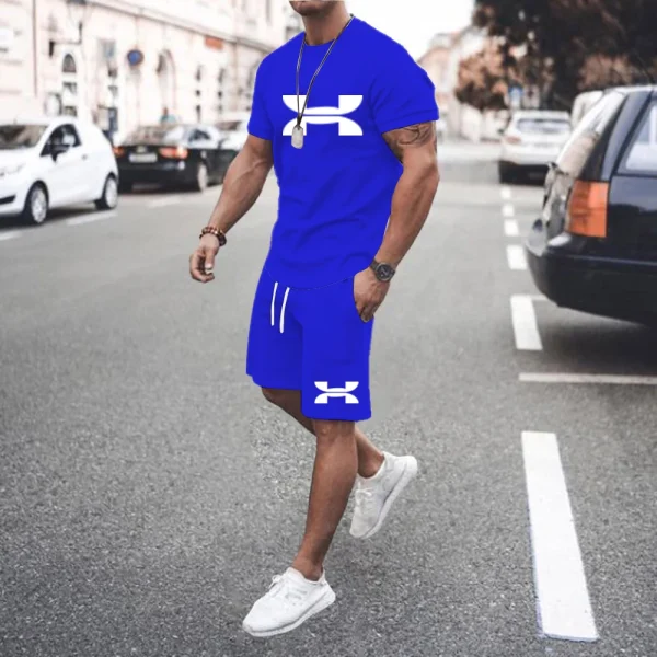 Kf S347baaf5eda745f59d95dc9ffddd04a5w Men S New Summer Suit 2024 Casual T Shirt Shorts Suit Men S Tracksuit Solid Color