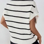 Kf S55d263be2464429d9832bb88a8a90fe3u 2024 New Women S Round Neck Knitted Top Striped Pullover Unique Fashion Knitted Top For Women