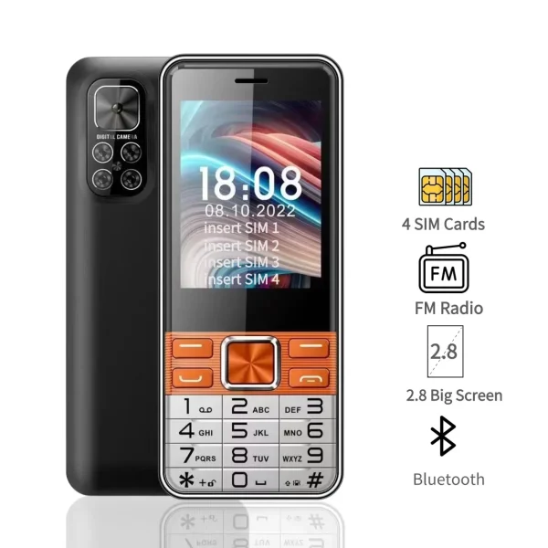 Kf S5b15fb343f6f4770a46af89d92535751h Four 4 Sim Cards Elderly Push Button Mobile Phone 2 8 Large Display Big Key Long
