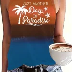 Kf S6a8874af5eab40ca8d19da96c0ac43191 2024 New Hawaiian Fashion Women S Tank Top Summer Daily Casual Women S O Neck Tank