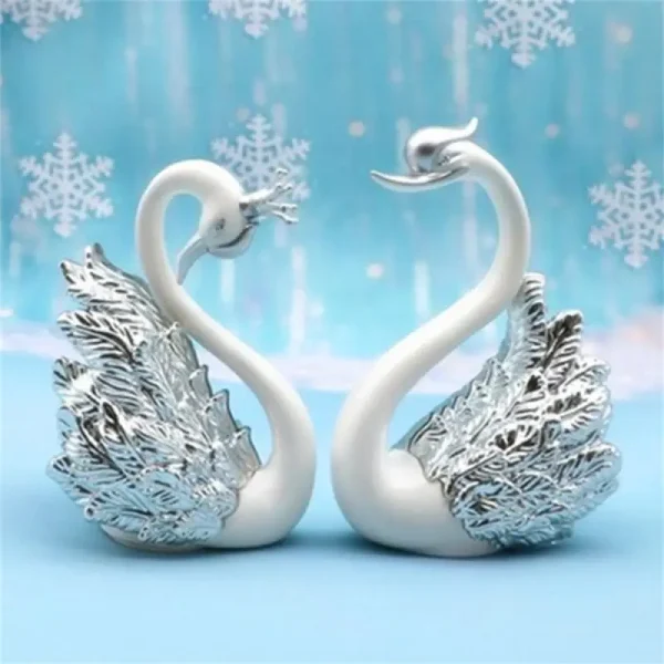 Kf S7654a3197cf247e59fd7386c8e2bee39d 1 Pair Romantic Crown Swan Cake Topper Flamingo Cake Dessert Baking Decor Ornament Birthday Wedding Cake