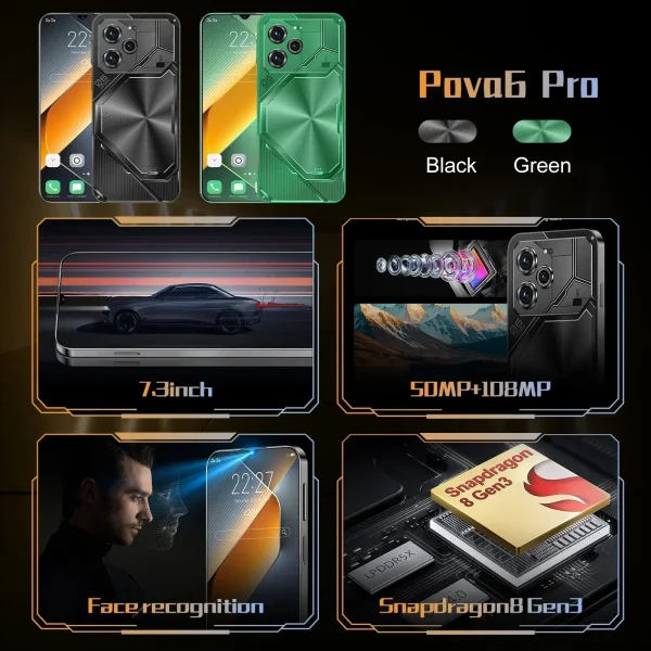 Kf S8cc6bce22c7b4f71990dfc8fca9b4f74w Original Pova 6 Pro Smartphone 5g Snapdeagon8 Gen3 7 3inch 22g 2t Cellphone Dual Sim Mobilephone