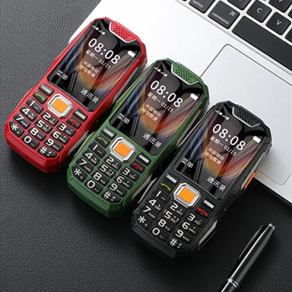 Kf Sca626354455e42cfb19fff19862c1c2ca Push Button Rugged Mobile Phone 2 4 Dual Sim Bluetooth Dual Flashlight Mp3 Fm Big Horn