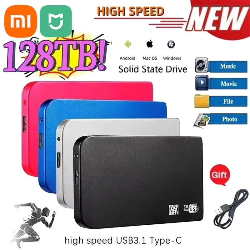 XIAOMI MIJIA Portable 500GB 128TB SSD High-speed External Solid State Hard Drive USB3.0 Interface Mobile Hard Drive for Laptops