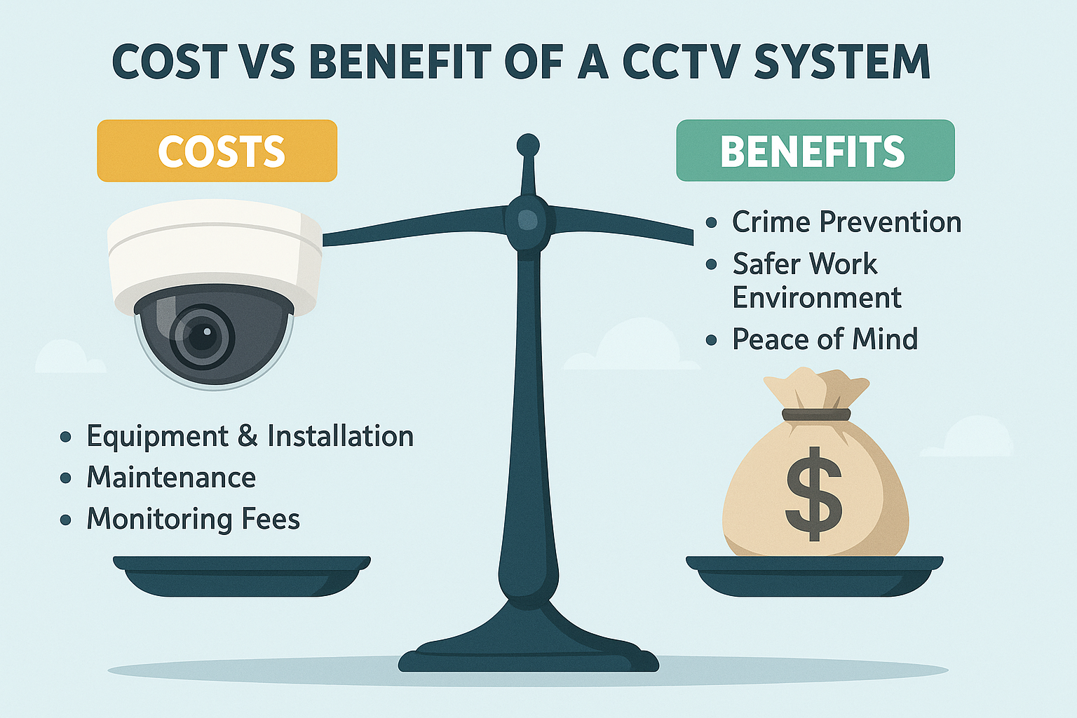 Image: A visual representation of the costs versus the substantial benefits of a CCTV system