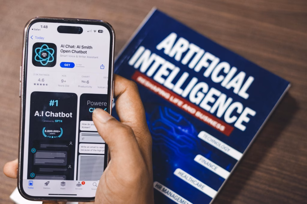 webpage of ai chatbot a prototype ai smith open chatbot is seen on the website of openai on a apple smartphone examples capabilities and limitations are shown