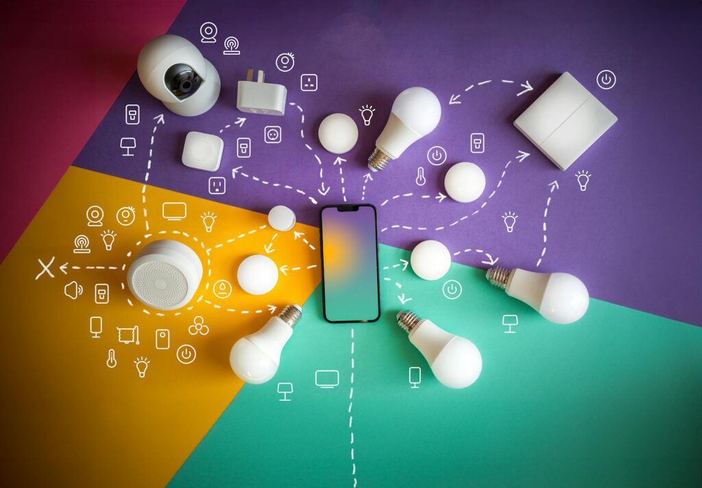 light bulbs surrounding smartphone