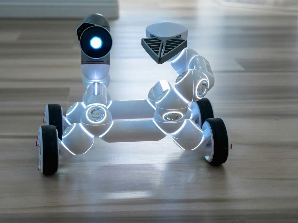 close up of a clicbot on a floor