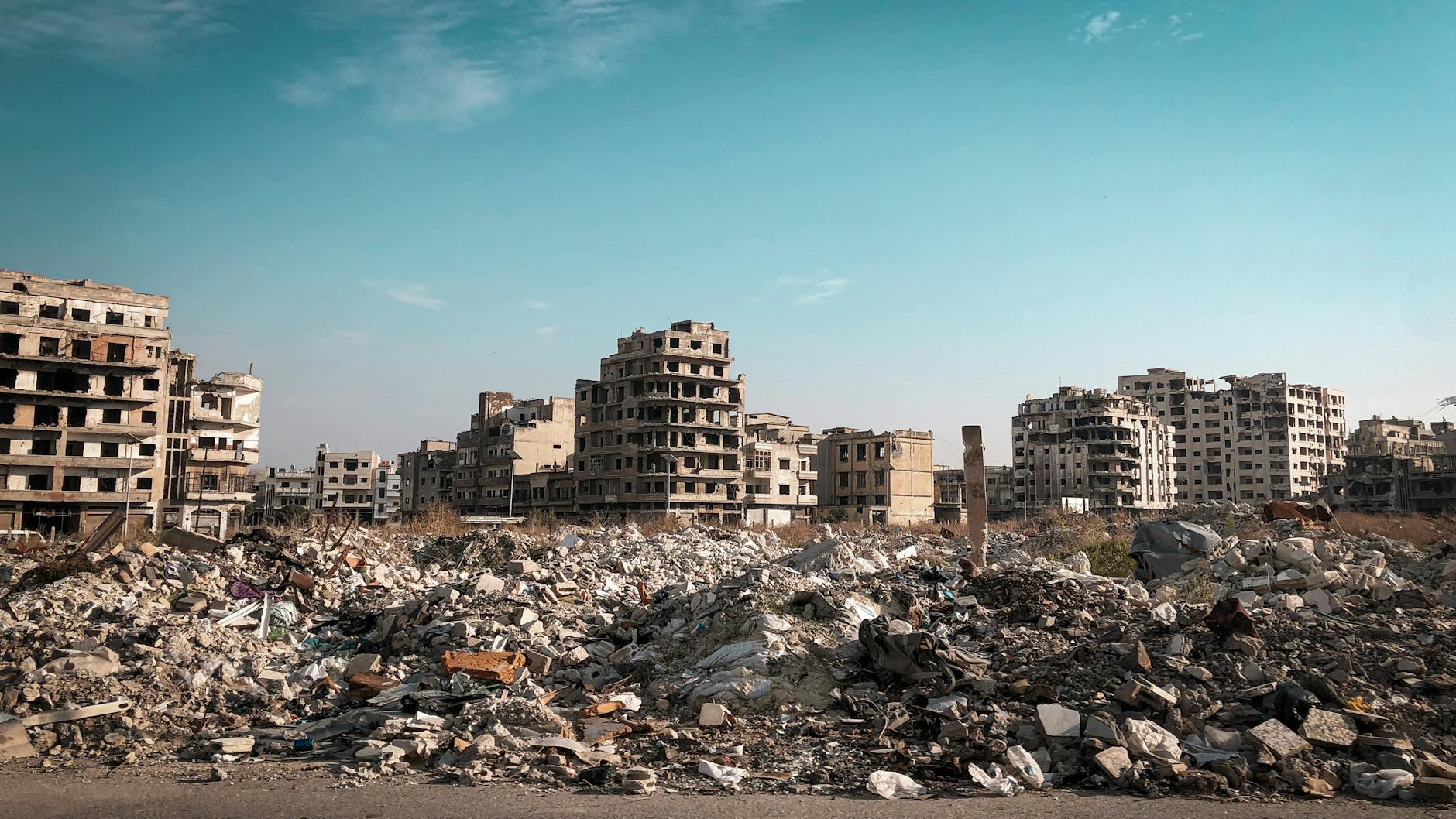 photo of a destroyed city street