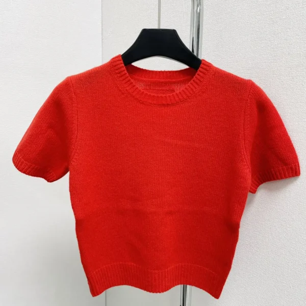 2000s Sweaters Y2k Clothing Women S Solid Color Round Neck Pullover Short Sleeved Top Streetwear Threaded.jpg