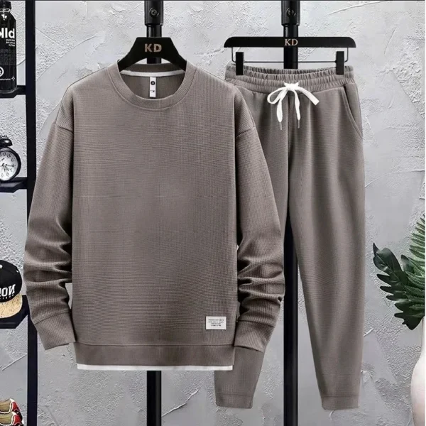 2023 Autumn And Winter New European And American Solid Color Fleece Sweater Pants Men S Casual.jpg