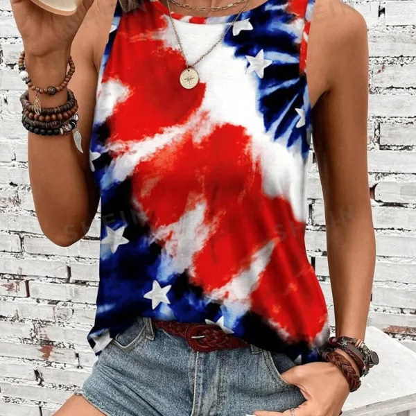 2024 American Flag Print Women S Tank Top Summer Everyday Casual Women S O Neck Tank.jpg