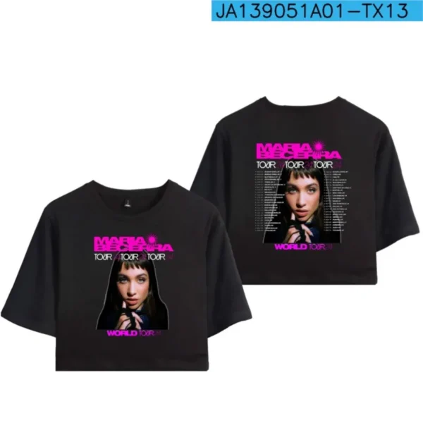 2024 Maria Becerra 2024 World Tour New Summer Short Sleeved Navel Exposed T Shirt Breathable And.jpg