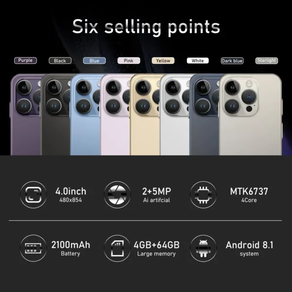 2024 New I15 Mini Smartphone 4 0 Hd Second Screen Cellphone 4g Android 8 1 Mobile.jpg