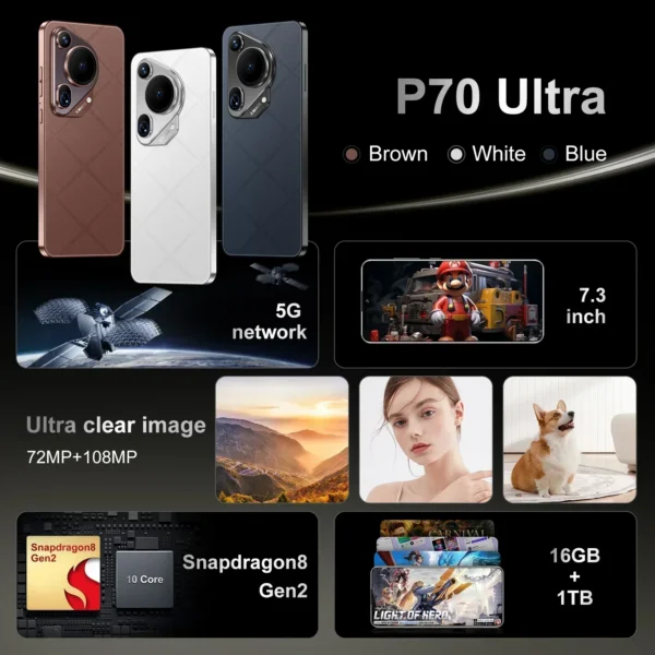 2024 New P70 Ultra Cell Phone 7 3 Hd Screen Smartphone 16g 1t 5g Dual Sim.jpg