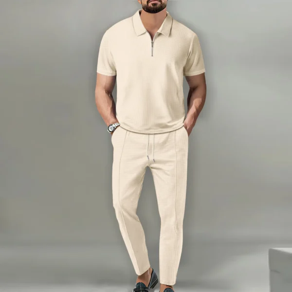 2024 New Trend Men S Sport Suit Autumn New Mens Suits Solid Color Waffle Lapel Short.jpg