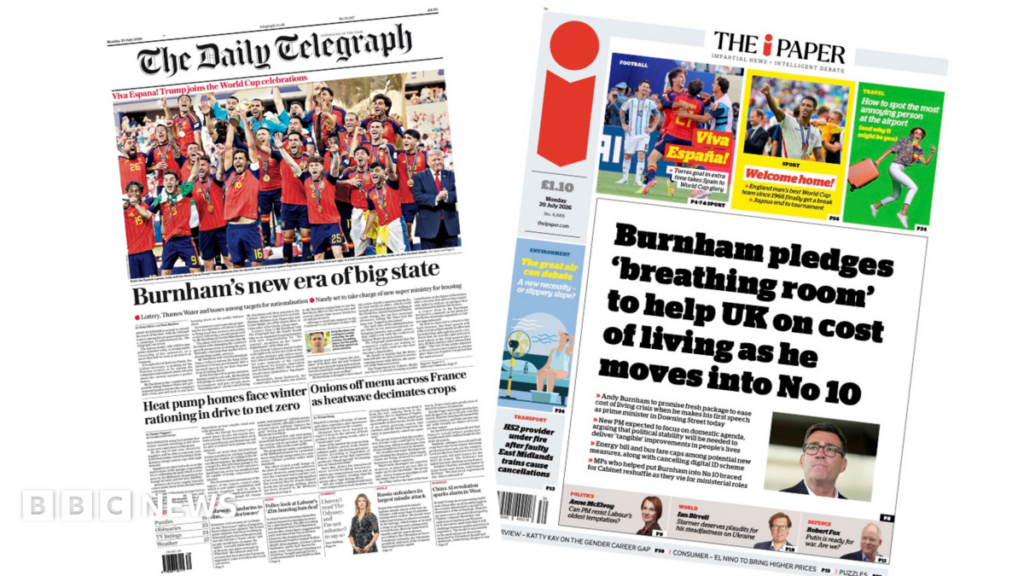 The Papers: 'Burnham's new era' and 'Viva España!'