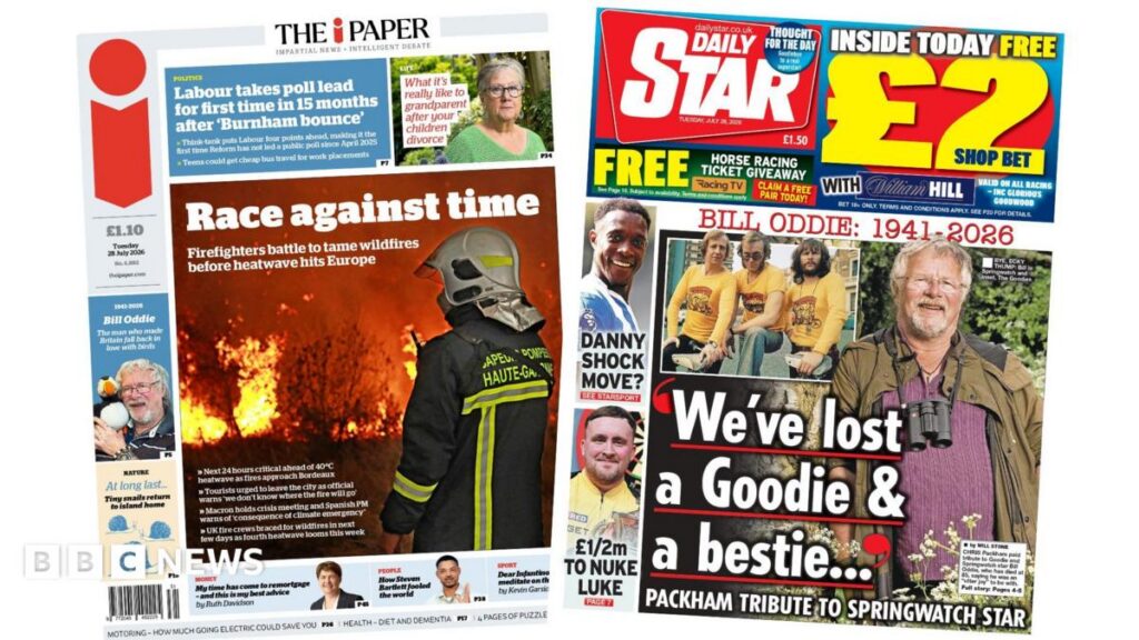 Europe’s Wildfires and UK Education Reforms Dominate Headlines Amid Tributes to Bill Oddie