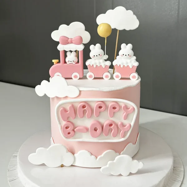 Bunny Train Cake Topper Pink Rabbit Girls Theme Decoration Princess Girl S Years Old Cake Kids.jpg