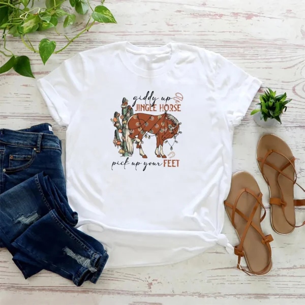 Cowboy Christmas Crew Neck Shirt Giddy Up Jingle Horse Pick Up Your Feet Howdy Country Christmas.jpg