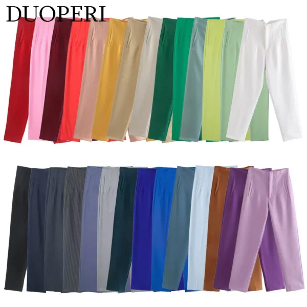 Duoperi Women Fashion Solid Basic High Waist Trousers Chic Female Office Lady Casual Business Workwear Long.jpg