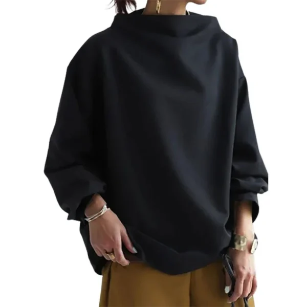 Gymystars 2024 Autumn Fashion Korean Tops Women S Casual High Neck Long Sleeves Simple Y2k Black.jpg