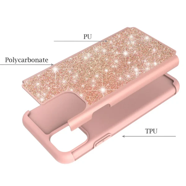 200pcs 2 in1 tpu+pc bling powder phone cover for iphone 11 pro max glitter phone cases
