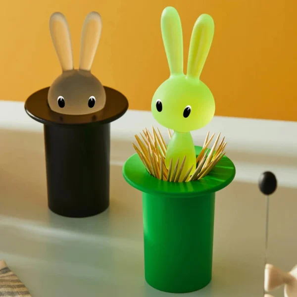 Lovely Cartoon Rabbit Toothpick Holder Press Type Cotton Swab Storage Box Cute Dustproof Toothpicks Organizer.jpg