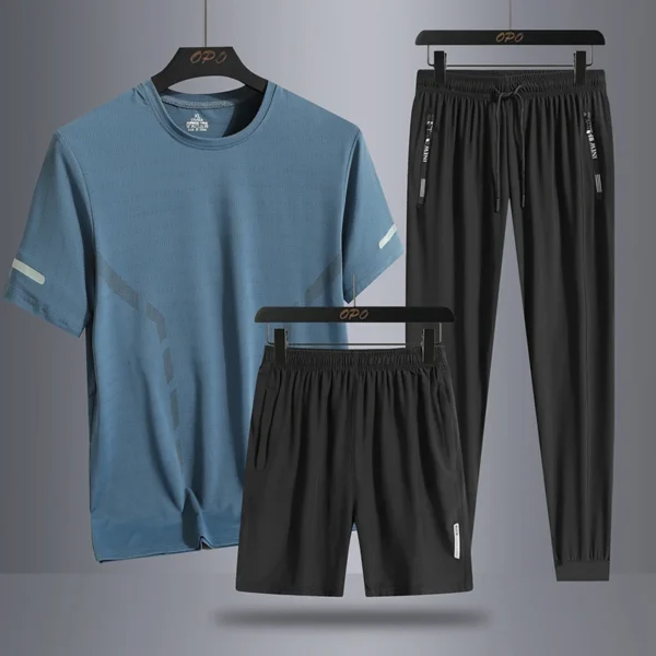 Men S Summer Simple Ice Silk Trendy Personalized Three Piece Set With Round Neck T Shirt.jpg