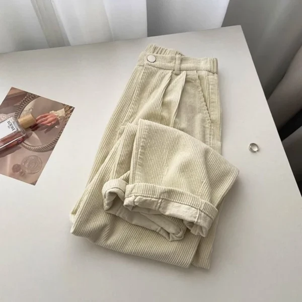 Retro High Waist Corduroy Pants Women Spring Fall Straight Causal Full Length Trousers Korean Fashion Baggy.jpg