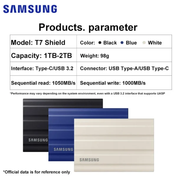 Samsung Ssd T7 Sheild Portable Solid State Disk 1tb 2tb External Hard Drive Usb 3 2.jpg
