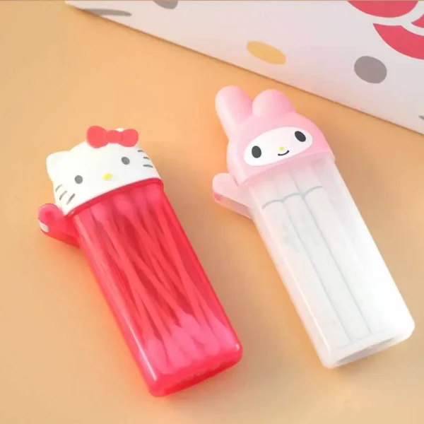 Sanrio Hello Kitty Storage Box Kawaii Anime My Melody Toothpick Cosmetic Swab Storage Box Portable Travel.jpg