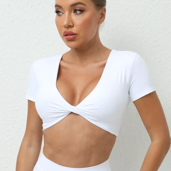 Sexy Crop Top Short Sleeve Push Up Yoga Shirt Women Tops Fitness Workout Top Gym Clothes.jpg