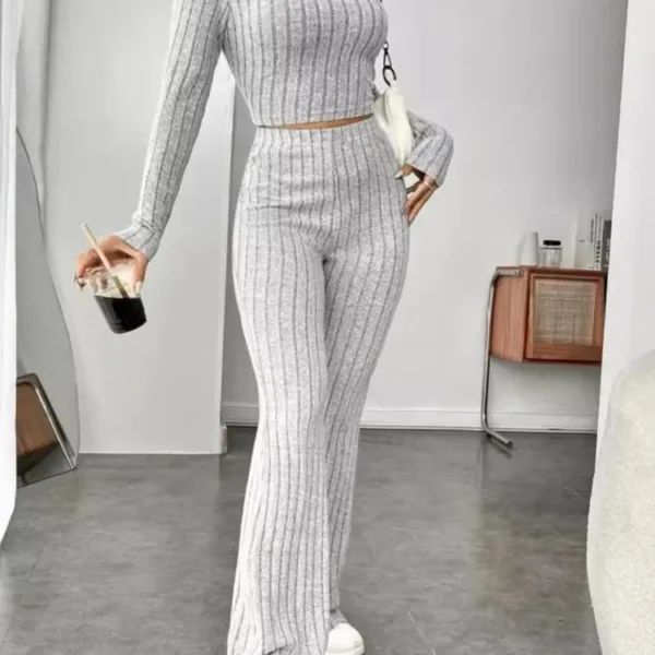 Sexy Slim Women Suits 2024 Autumn High Waist Casual Rib Knit Long Pants Set Casual Turtleneck.jpg