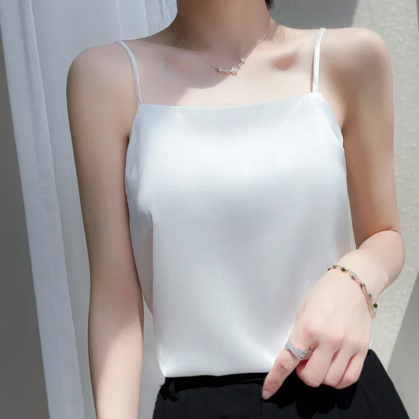 Sexy Women Camisole Tank Top Silk Satin Sleeveless Top T Shirt Elegant Crop Top Solid Casual.jpg