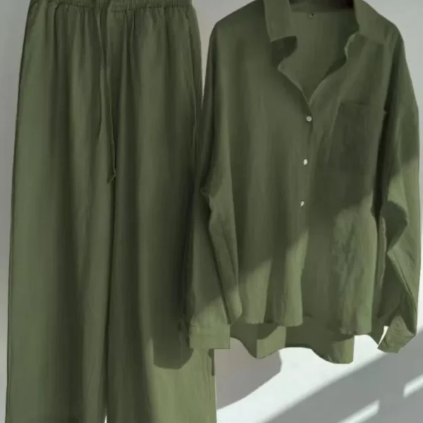 Spring Summer Women S Two Piece Casual Long Sleeve Shirt Women S Suit Fashion Button Casual.jpg