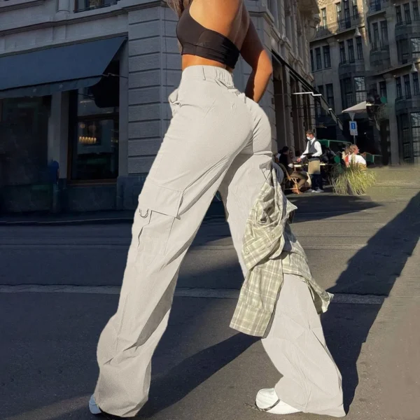Streetwear Basic Buckle Cargo Pants Women Parachute Trousers Solid Straight Leg Big Pockets Baggy All Match.jpg
