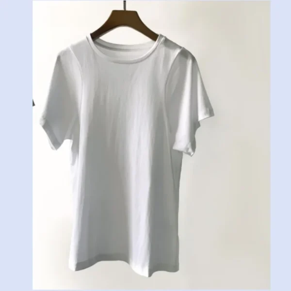 Swedish Niche Blogger Savi S Minimalist And Versatile Cut Shoulder Sleeves Round Neck Short Sleeves And.jpg