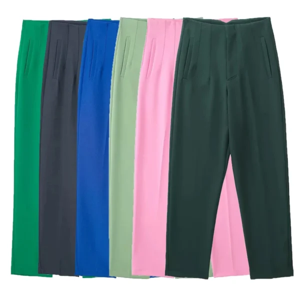 Traf Fashion Office Wear High Waist Pants For Women Formal Pants Office Outfits Pencil Trousers Black.jpg