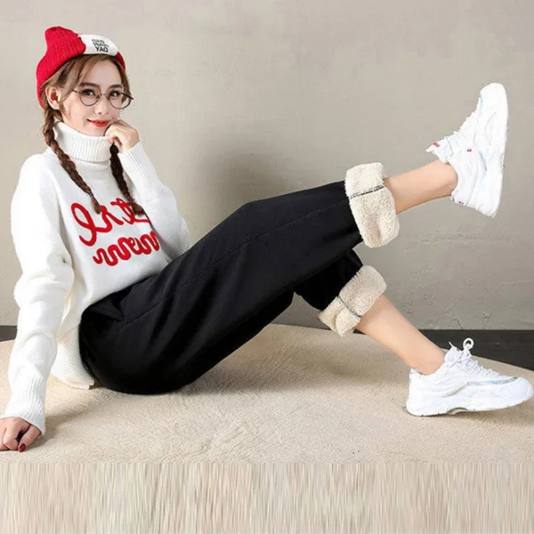 Winter Women Harem Pants Drawstring Fleece Long Thicken Y2k Sweatpants Joggers Trousers Sports Casual Soild Color.jpg
