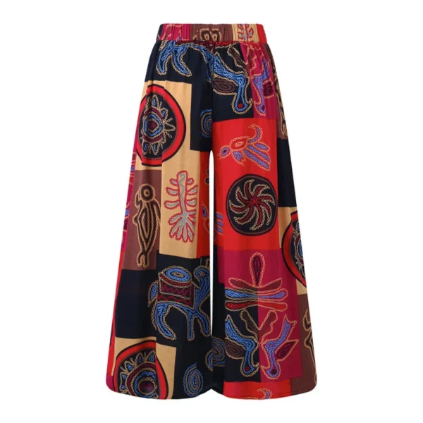 Women Elastic Pants Waist Loose Casual Print Wide Leg Pants Slim For Female Elasticated Trousers Mid.jpg