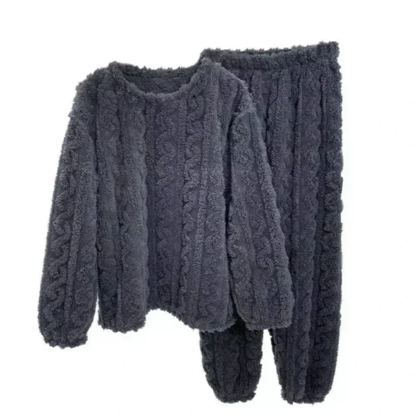 Women Warm 2 Piece Sets Thicken Soft Velvet Ribbed Fleece Set Pullover And Pants Casual Pajama.jpg