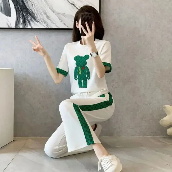 Women S Casual Korean Sweat Suits Spring Summer New Fashion Clothes Short Sleeved T Shirt Tops.jpg