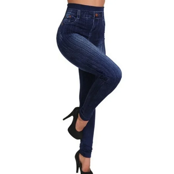 Women S Elastic Imitation Denim Tight Pants Slim Fit Seamless Pencil Pants Casual Trousers Fashion Lady.jpg