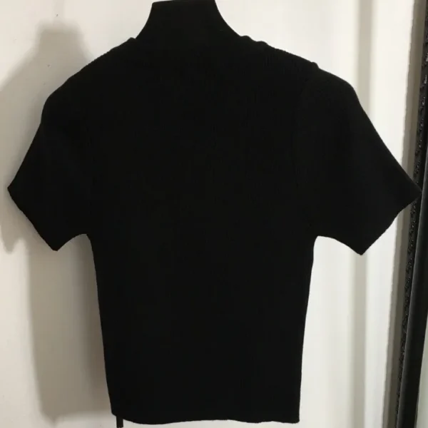 Women S Jacquard Knitted Top Short Sleeve Basic Solid Color Round Neck Slim Fit Top European.jpg